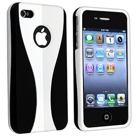 Snap-on Rubber Coated Case for Apple&reg; iPhone&reg; 4 AT&T Verizon, White Black by 