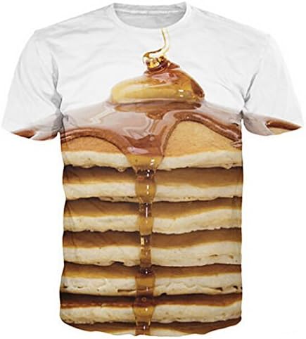 TINGHON Unisex Pancake Honey Funny 3D Print Casual T-Shirt (XXXL, Pancake)