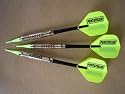 3 Stück Soft-Dartpfeile Silberpfeil mit Pentathlon Fly 17 gramm gelb Dartset_01_01