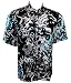Citron 100% Rayon Cupra Fiber, Asian Inspired, Men's Casual Printed Short Sleeve Shirt Colored in Blue and Black - Tattooed Crazy Dragon