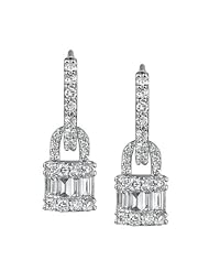 18k White Gold 1.12 Ctw Diamond Lock Earrings