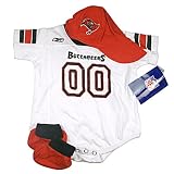 NFL New TAMPA BAY BUCCANEERS 3 Piece Onesie Set Creeper Size 12 Months-Includes Baseball Cap and Booties