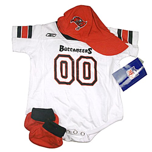 NFL New TAMPA BAY BUCCANEERS 3 Piece Onesie Set Creeper Size 24 Months-Includes Baseball Cap and Booties