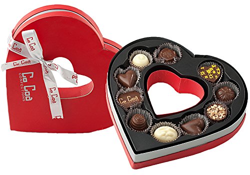 CoCoa Confection Red/Silver, Heart Chocolate Gift Box, 10 Count