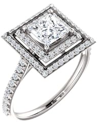 Platinum Princess Cut Diamond Double-Halo Ring -- LIFETIME WARRANTY