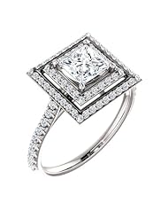 10K White Gold Princess Cut Diamond Double-Halo Ring -- LIFETIME WARRANTY