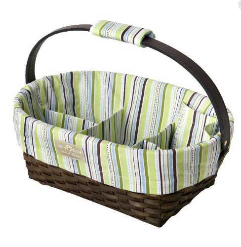SaraBear Diaper Caddy- Green/Blue Striped