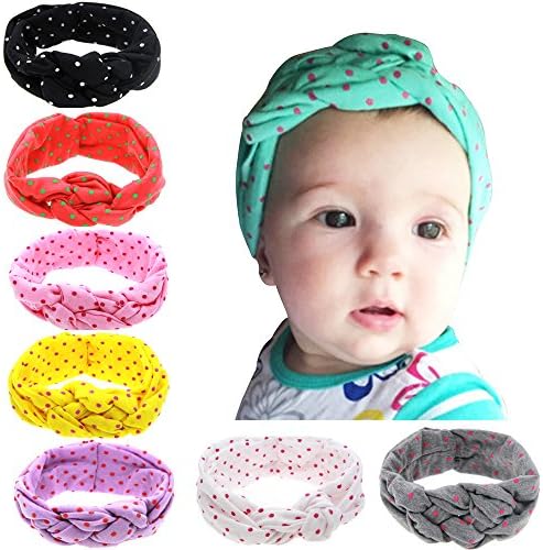 Iversan Newborn Baby Headwraps Turban Headband Knotted Hair Band (8 pcs)