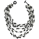 Freshwater Cultured Pearl and Onyx Beaded Necklace by Sajen
