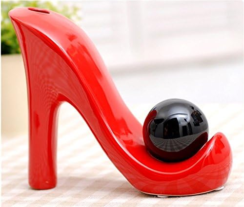 USmore Creative Decorative Red High-heeled Shoes Ceramic Crafts Abstract Style Vase Home Decor Living Room Decoration