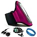 Magenta Pink SumacLife Moisture Resistant Neoprene Hardcore Workout Armband for HTC One V / HTC One S / HTC Rezound / HTC Vivid / HTC Hero S / HTC Explorer / HTC EVO Design 4G / HTC Hero 4G / HTC Kingdom / HTC Amaze 4G / HTC Rhyme / HTC Bliss / HTC Sensation XE / HTC Sensation 4G / HTC Pyramid / HTC Radar + Universal Windshield Phone Mount + SumacLife TM Wisdom Courage Wristband