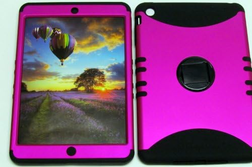 APPLE IPAD MINI CASE NON SLIP HOT PINK HEAVY DUTY HIGH IMPACT HYBRID BLACK SKIN SILICON COVER