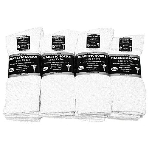 Falari 3 6 or 12 Pairs Diabetic Socks Unisex 9-11, 10-13, 13-15 Black Grey White