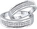 2pc Micro Pave His and Hers Diamond Wedding Band Set " Size 7 For Her and 10 For Him "