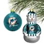 Miami Dolphins Mini Blown Glass Team Logo Christmas Ornament Set (Snowman & Glass Ball)