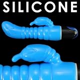 Silicone Ribbed G-spot Rabbit Vibrator Blue