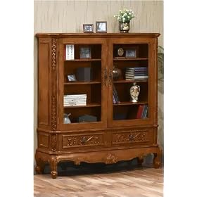 Heirloom Double Bookcase With Glass Doors, GLASS-DOOR, ANTIQUE OAK by Home Decorators Collection