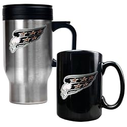 Washington Capitals NHL Stainless Steel Travel Mug & Black Ceramic Mug Set - Primary Logo by Great American Products