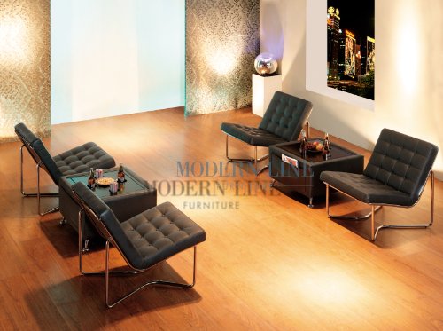 Modern Black Leather Set of Four Chairs and Two Multi-Function Coffee Tables Modern Black Leather Set of Four Chairs and Two Multi-Function Coffee Tables