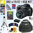 Nikon D60 10.2MP Digital SLR Camera with 18-55mm f/3.5-5.6G AF-S DX VR Nikkor Zoom Lens + 8GB Deluxe Accessory Kit