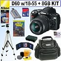 Nikon D60 10.2MP Digital SLR Camera with 18-55mm f/3.5-5.6G AF-S DX VR Nikkor Zoom Lens + 8GB Deluxe Accessory Kit