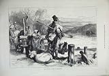1872 IRELAND SKETCHES FERRY RIVER SHANNON BOAT PIGS MAN