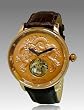 ADEE KAYE MENS SKELETON 20 JEWELS ROSE DIAL LEATHER WATCH AK7116-MRG