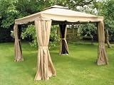 Outdoor Living : BEIGE 10ft x 12 ft Deluxe Aluminium Garden Furniture Outdoor Garden Room / Gazebo / Hot Tub Spa Surround / Wedding Party Tent Marquee