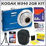 Kodak EasyShare M340 10MP Digital Camera in Blue + 2GB Accessory Kit