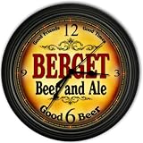Berget 's Beer and Ale Black Cascading Pub Style Wall Clock