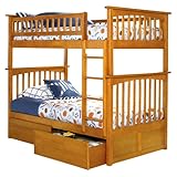 Columbia Twin Over Twin Bunk Bed with Flat Panel Drawers - Caramel Latte