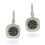 Sterling Silver 2/5ct TDW Champagne Diamond Dangle Earrings