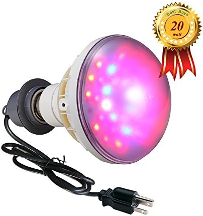 20W LED Plant Grow Light Bulb Red Blue White Lights for Garden Greenhouse, Hydroponic, Indoor Cultivation (Screw E26, Full Spectrum)