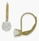 April 14 Karat Yellow Gold 5mm Cubic Zirconia Leverback Gem Earrings