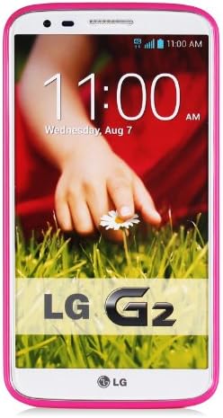 Mansion Premium Soft Flexible Polka Dot Rubber Skin TPU Case Gel Cover for LG G2 D800 / D802 (Hot Pink, LG G2)