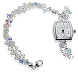 Made with Swarovski Elements® Clear Crystal .925 Sterling Silver Ladies Watch