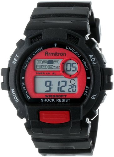 Armitron Men s 408216RED Black and Red Accented Multi Function Digital Sport Watch
