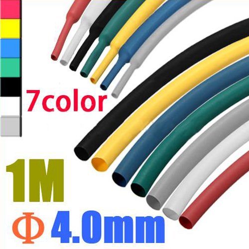 1M 4.0mm 7pcs Color 2:1 Polyolefin Heat Shrink Tubing Tube Sleeve Sleeving Wrap