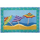 Tropical Beach Umbrellas Jellybean Area Rug