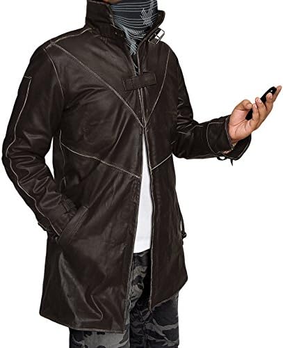 W D Distressed Real Leather Trench Coat Jacket - Best for Halloween