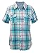 Women's Short Sleeve 100% Cotton Plaid Button Down Shirt