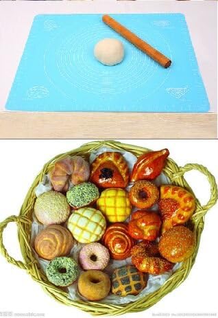 KibbiX New Large Professional Silicone Baking Mat with Measurements and 20inch/50cm Non-Stick Rolling Pin, Color - Blue