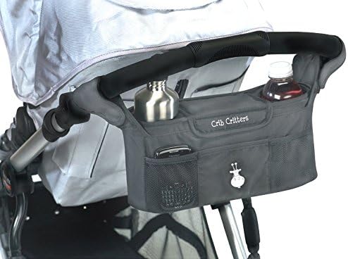 Crib Critters Baby Stroller Organizer - Universal Fit - Stroller Storage with Insulated cup Holders
