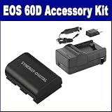 Canon EOS 60D Digital Camera Accessory Kit includes: SDLPE6 Battery, SDM-1511 Charger