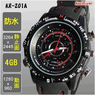 腕時計型ダイバースタイル防滴・高画質1280x960　４ＧＢ内蔵　201A