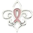 14K White Gold Fleur de Lis Breast Cancer Awareness Pin
