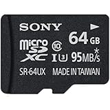 Sony 64GB High Speed Class 10 UHS-1 Micro SDXC up to 95MB/s Memory Card (SR64UXA/TQ)