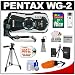 Pentax Optio WG-2 Shock & Waterproof GPS Digital Camera (Gloss White) with 16GB Card + Battery + Tripod + Case + Float Strap + Accessory Kit
