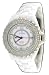 Le Chateau #5802 Women's Mid Size White Ceramic Watch with Crystal Bezel