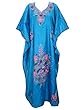 Muummuu Kaftan Turquoise Blue Crewel Embroidered Silk Kaftan Boho Gypsy Kaftan